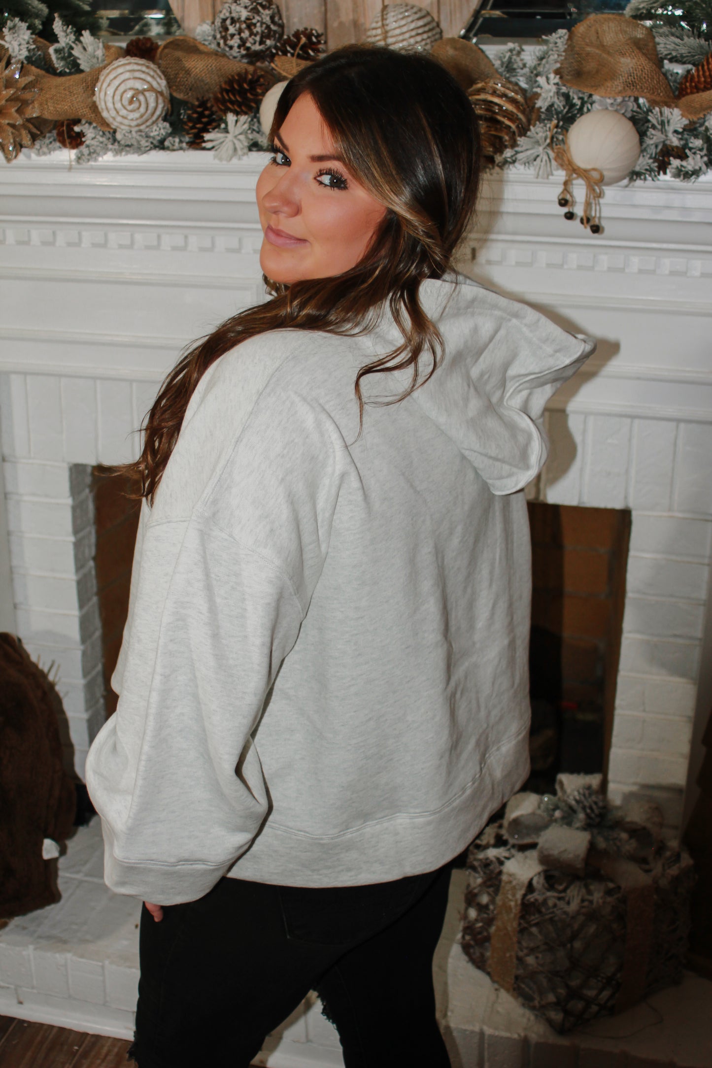 Tis' The Season Loose Cropped Hoodie