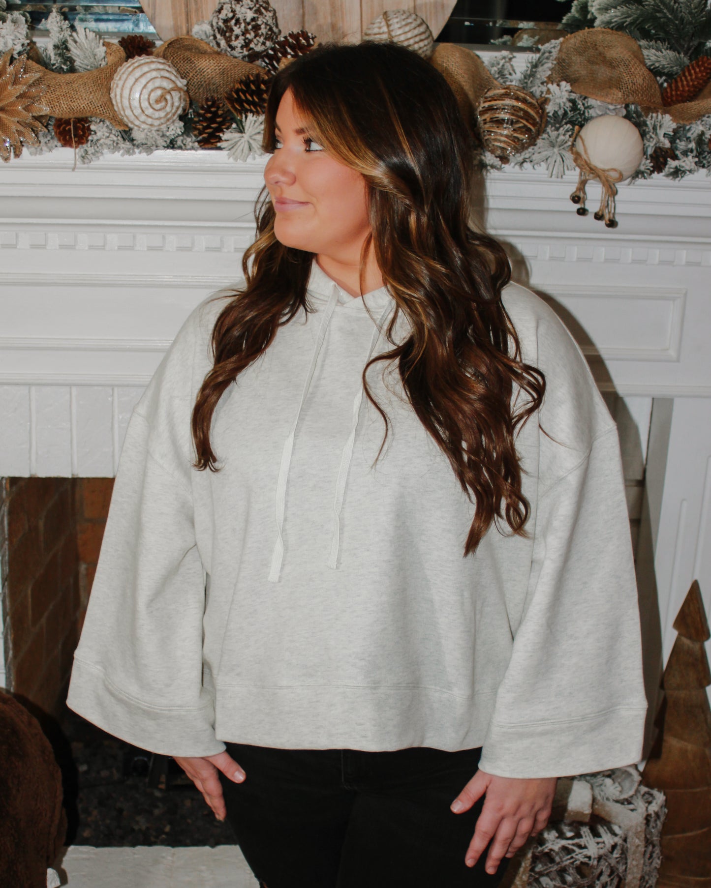 Tis' The Season Loose Cropped Hoodie